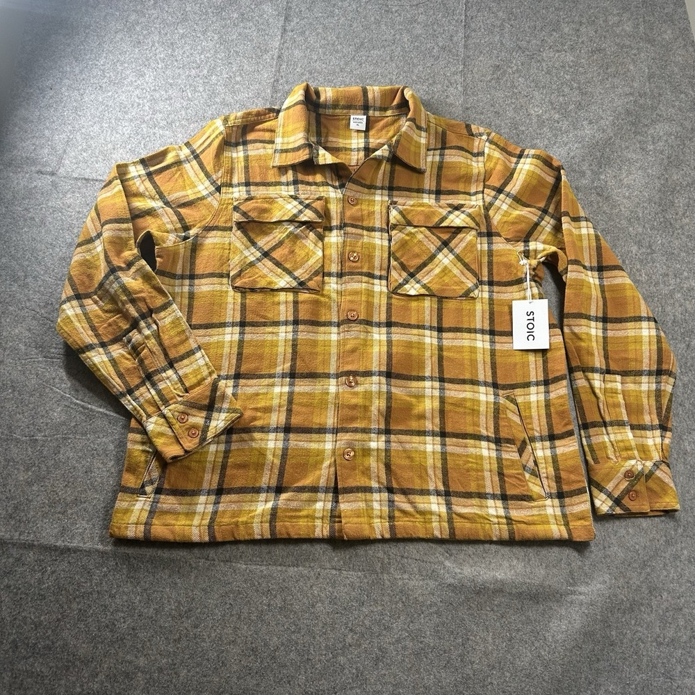 Stoic Shirt Mens XL Utility Flannel Yellow Harvest Button Front Heavyweight